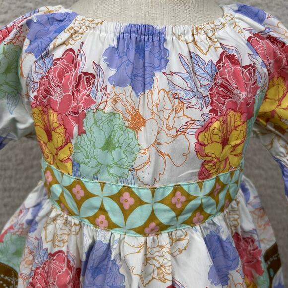 Matilda Jane Girls Top Size 2 White Multi Floral Chasing Firefly's Peplum Tunic - Picture 2 of 9